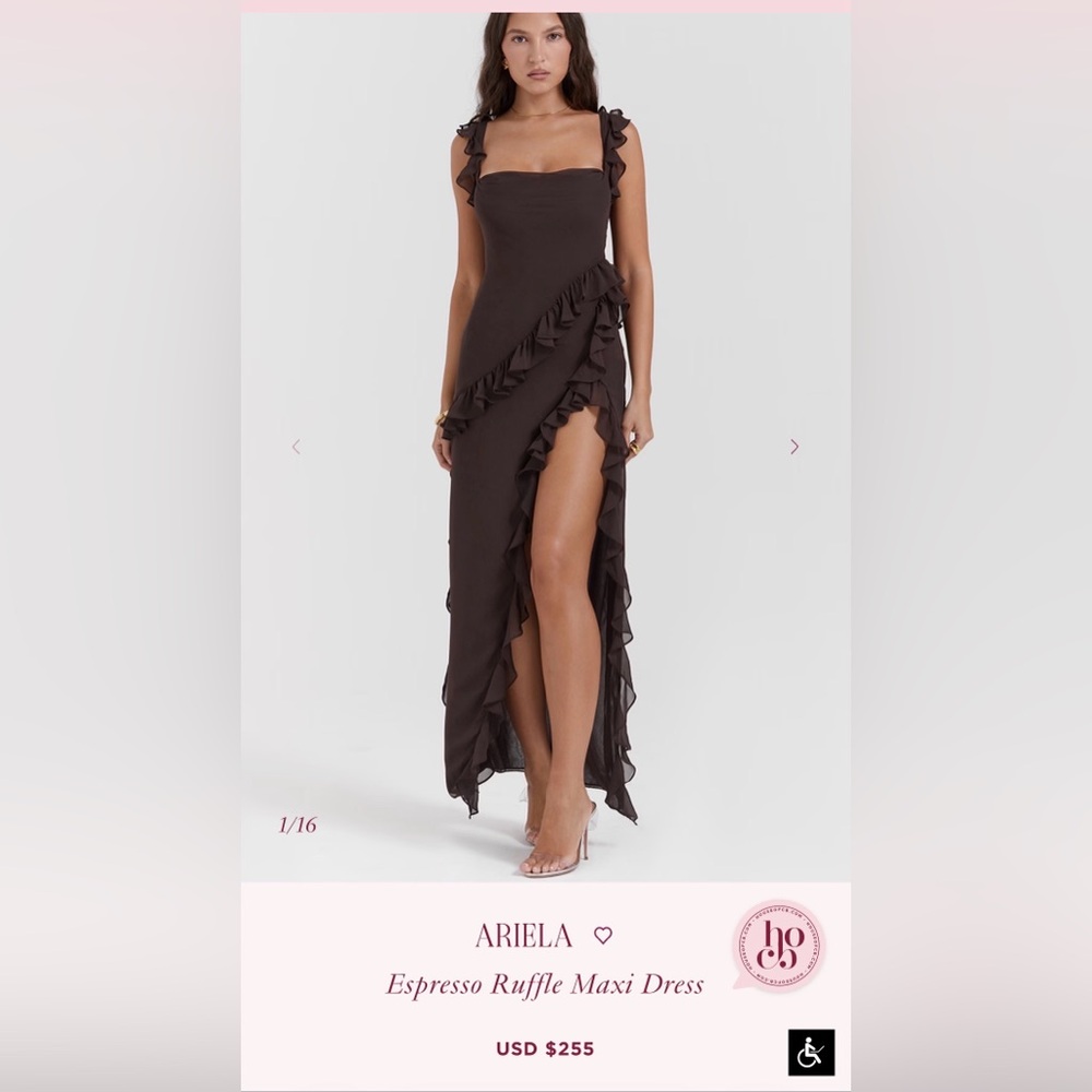House of CB Ariela Ruffle Dress- Espresso Brown